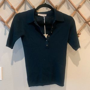Everlane Ribbed Polo Tee in Green